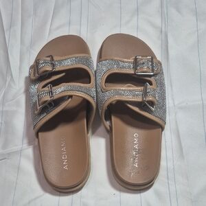 Andiamo Kids Sandals - Sparkling Silver and Tan